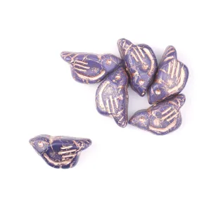 11x22mm Bird Shaped Indigo with Copper Wash Czech Glass Beads