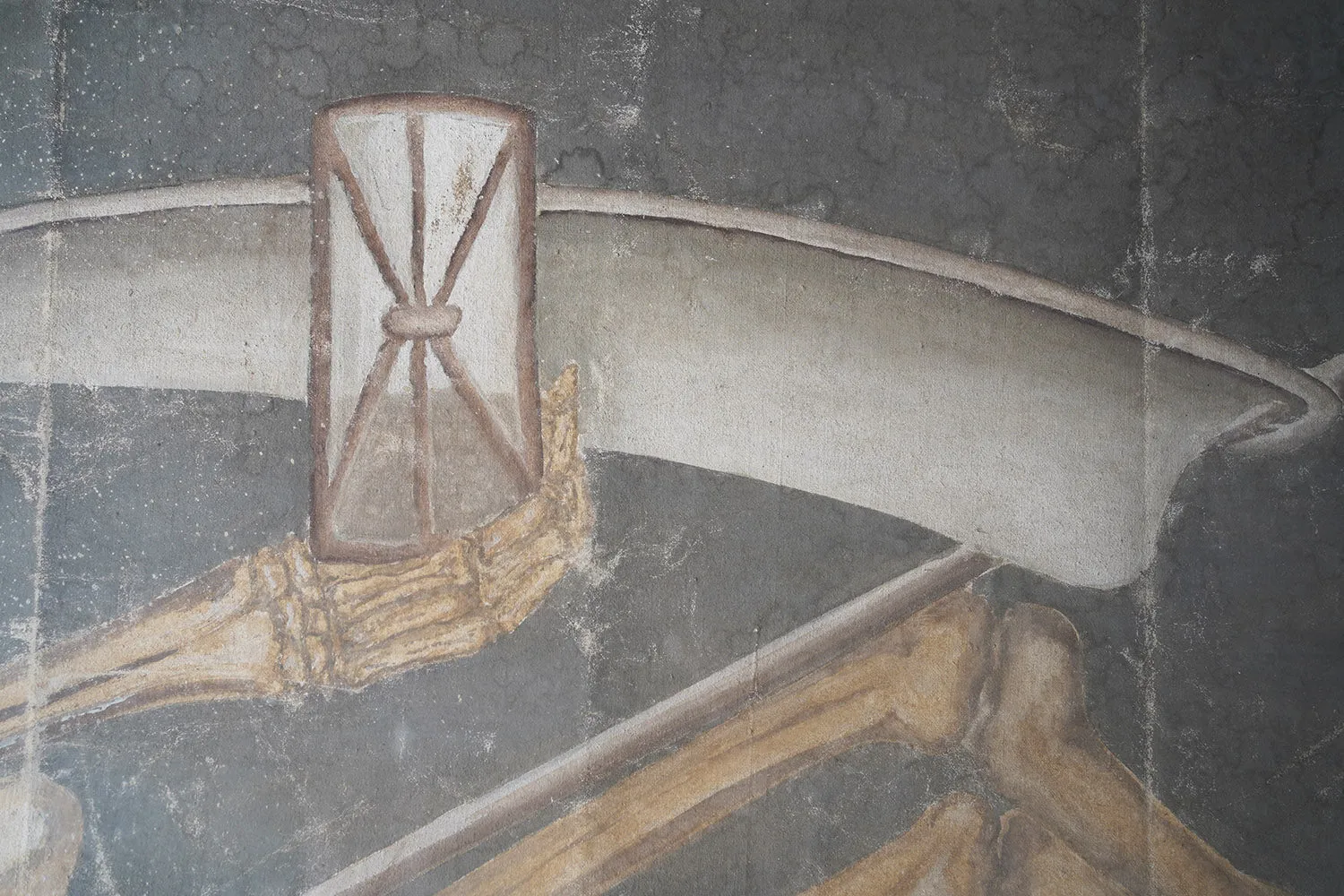 A Large Early 20thC Italian Oil on Canvas Memento Mori Painting of a Skeleton