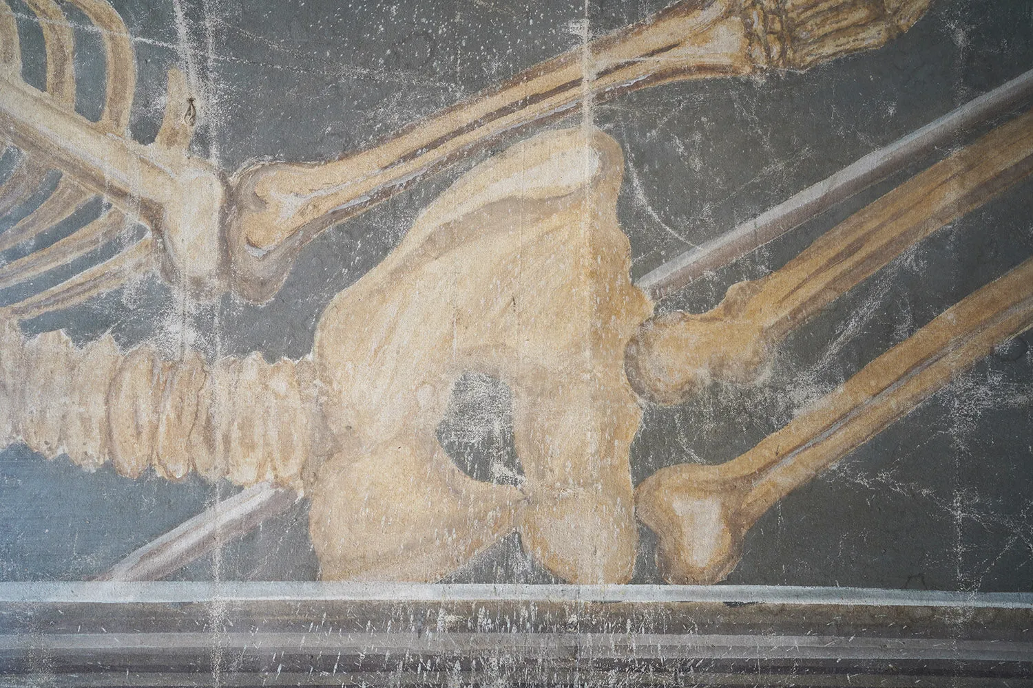 A Large Early 20thC Italian Oil on Canvas Memento Mori Painting of a Skeleton