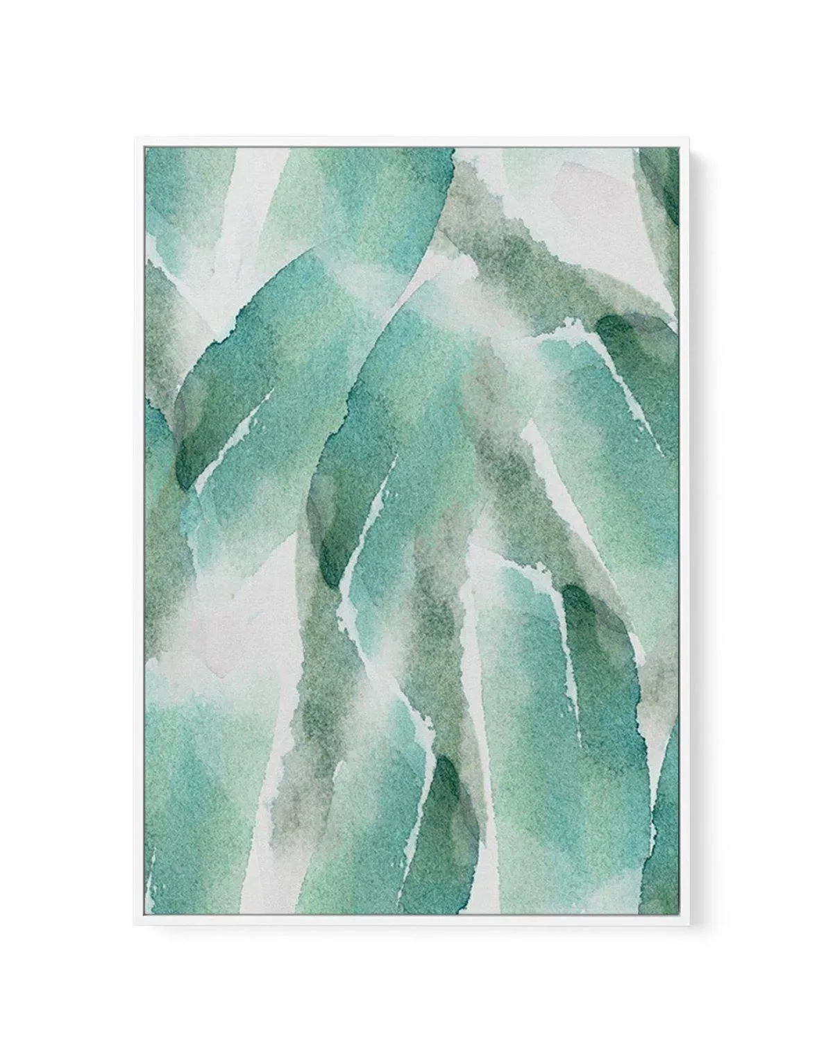 Abstract Green Watercolour IV | Framed Canvas Art Print