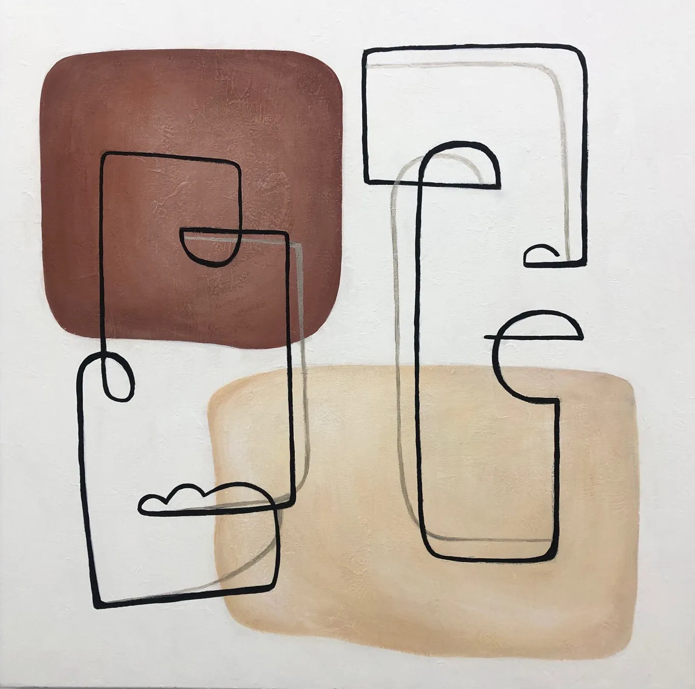 Beige Paintings On Canvas Contemporary Art Nursery Wall Decor Kp035
