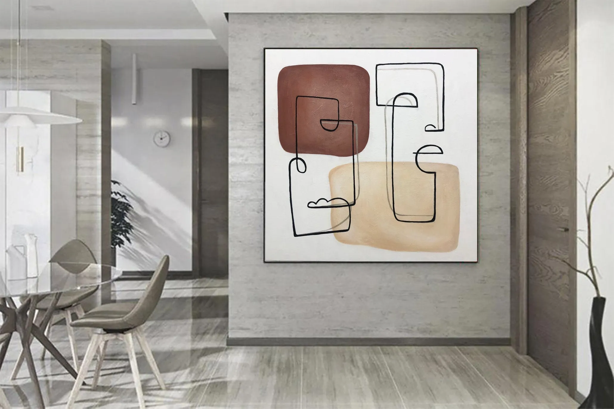Beige Paintings On Canvas Contemporary Art Nursery Wall Decor Kp035