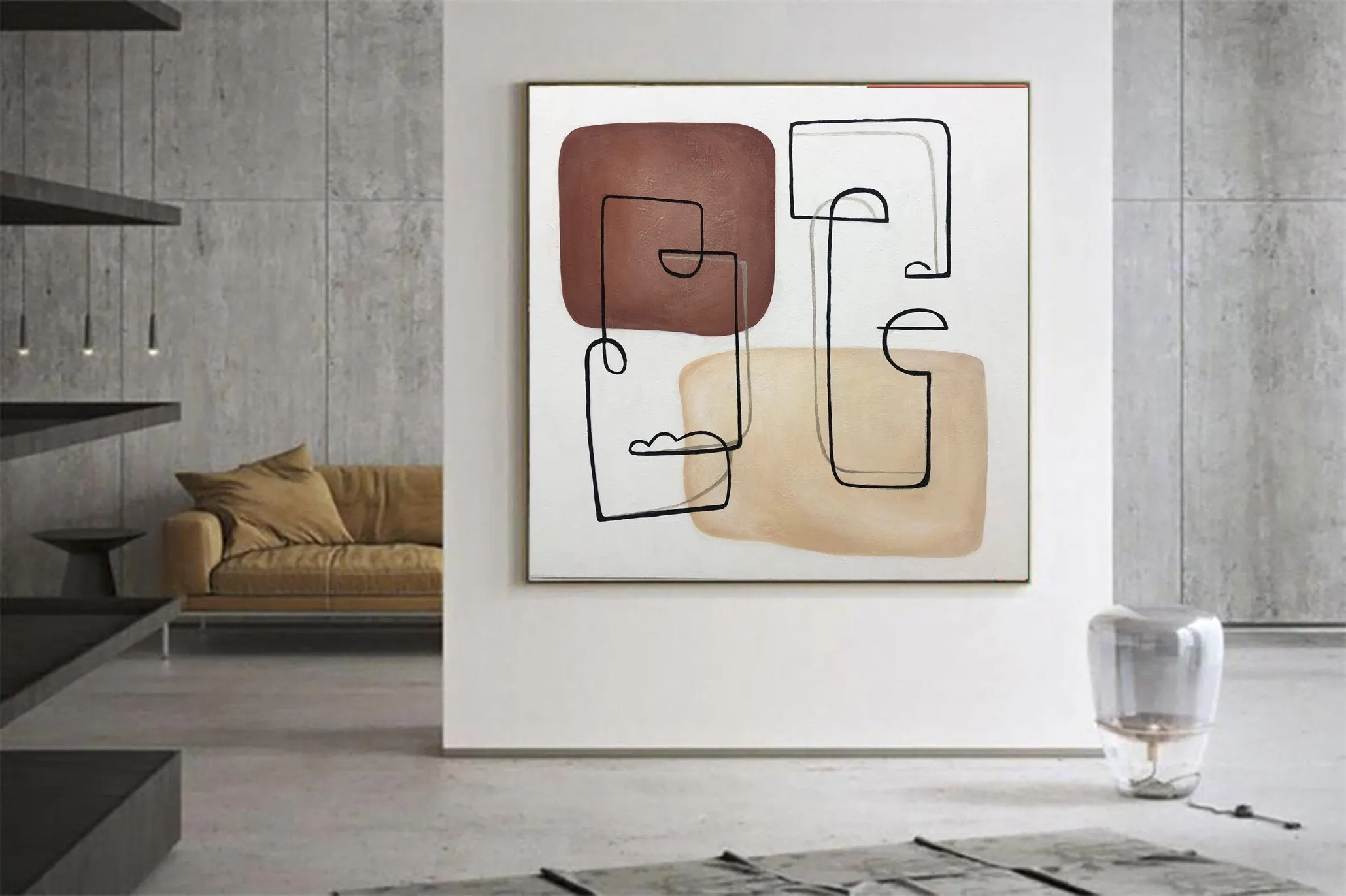 Beige Paintings On Canvas Contemporary Art Nursery Wall Decor Kp035