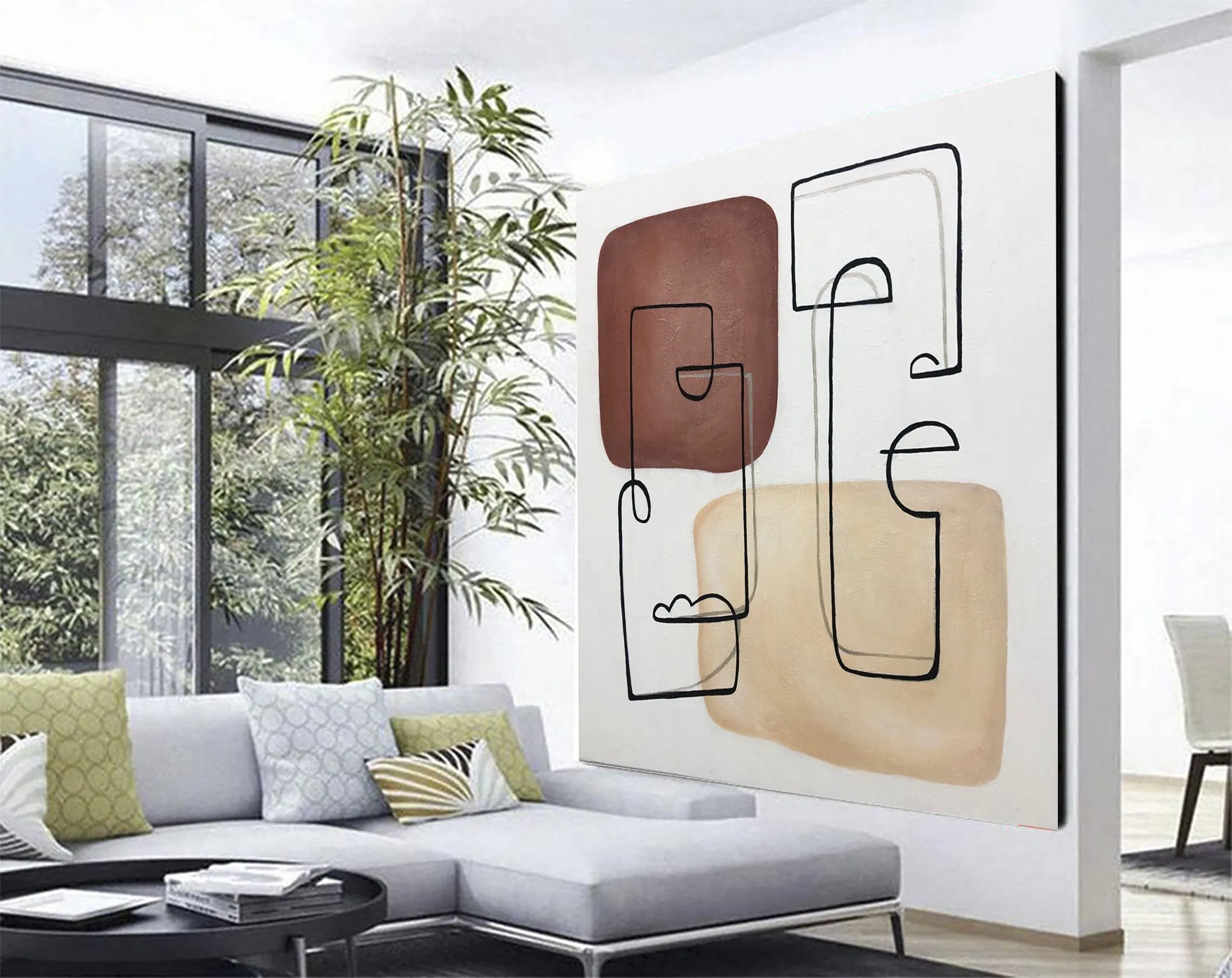 Beige Paintings On Canvas Contemporary Art Nursery Wall Decor Kp035