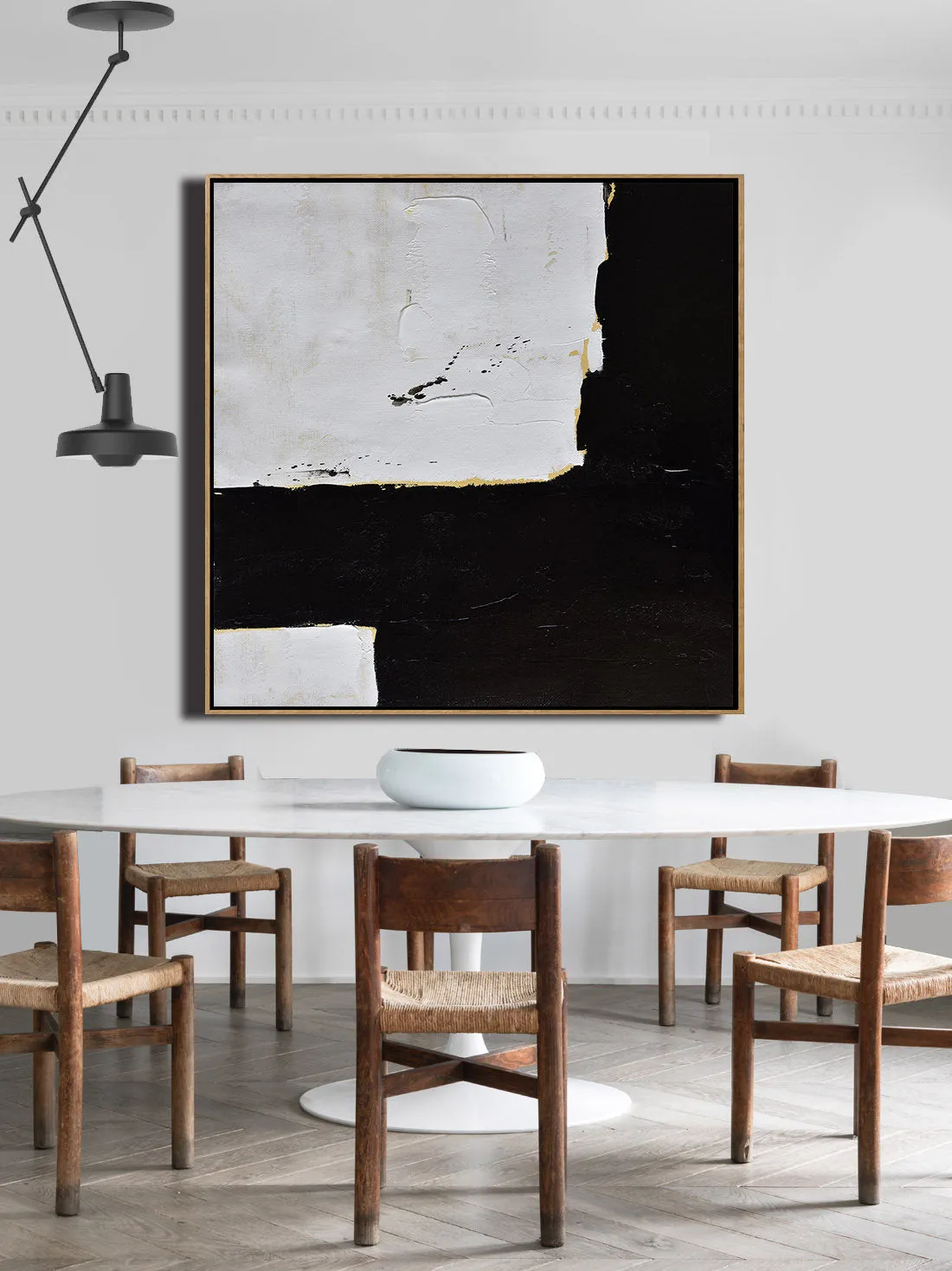 Black and White Abstract Painting Minimalist Art Modern Art Decor Yp083
