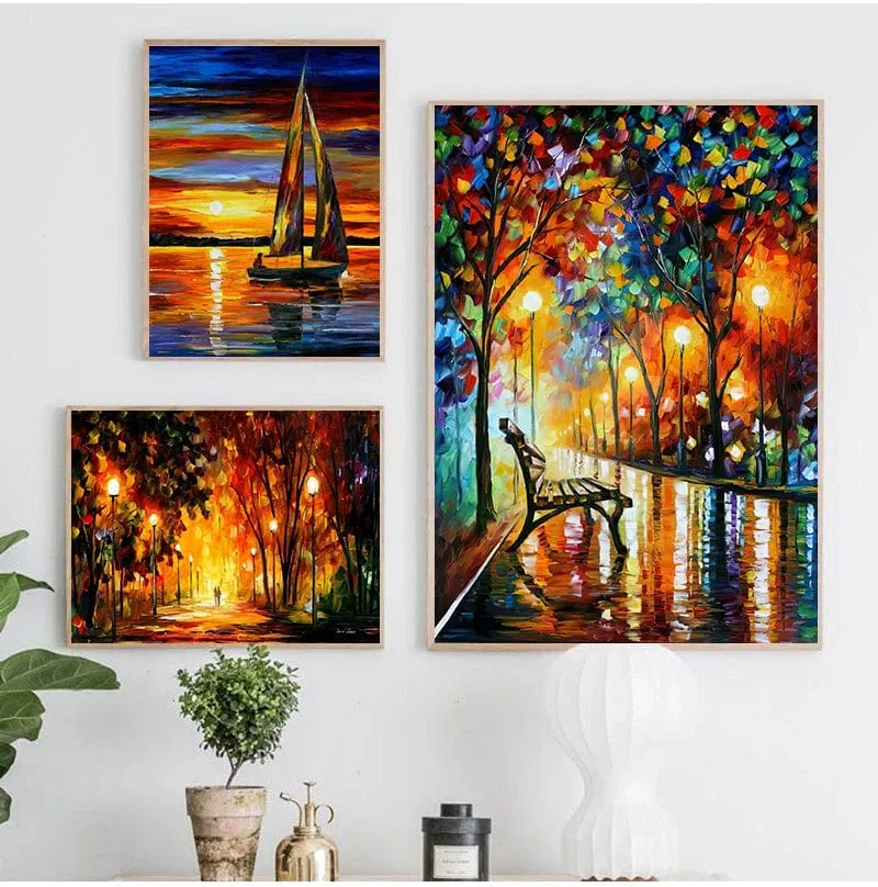 Colourful Abstract Landscape Scenery Oil Painting Wall Art Canvas Prints
