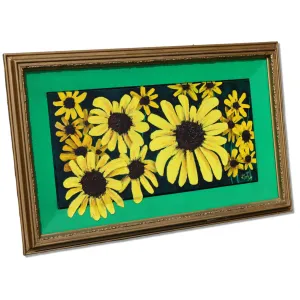 Donald Gotz "Black Eyes" Sunflowers Acrylic Mixed Media 21x33 Signed 2017