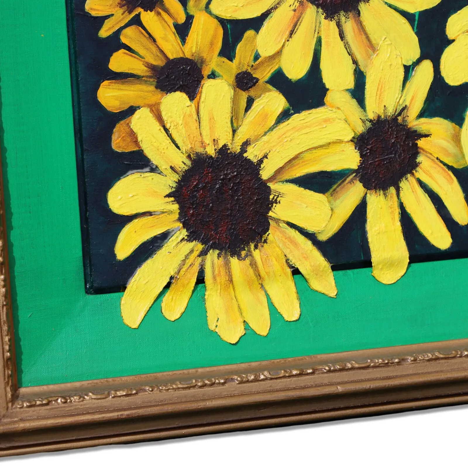 Donald Gotz "Black Eyes" Sunflowers Acrylic Mixed Media 21x33 Signed 2017