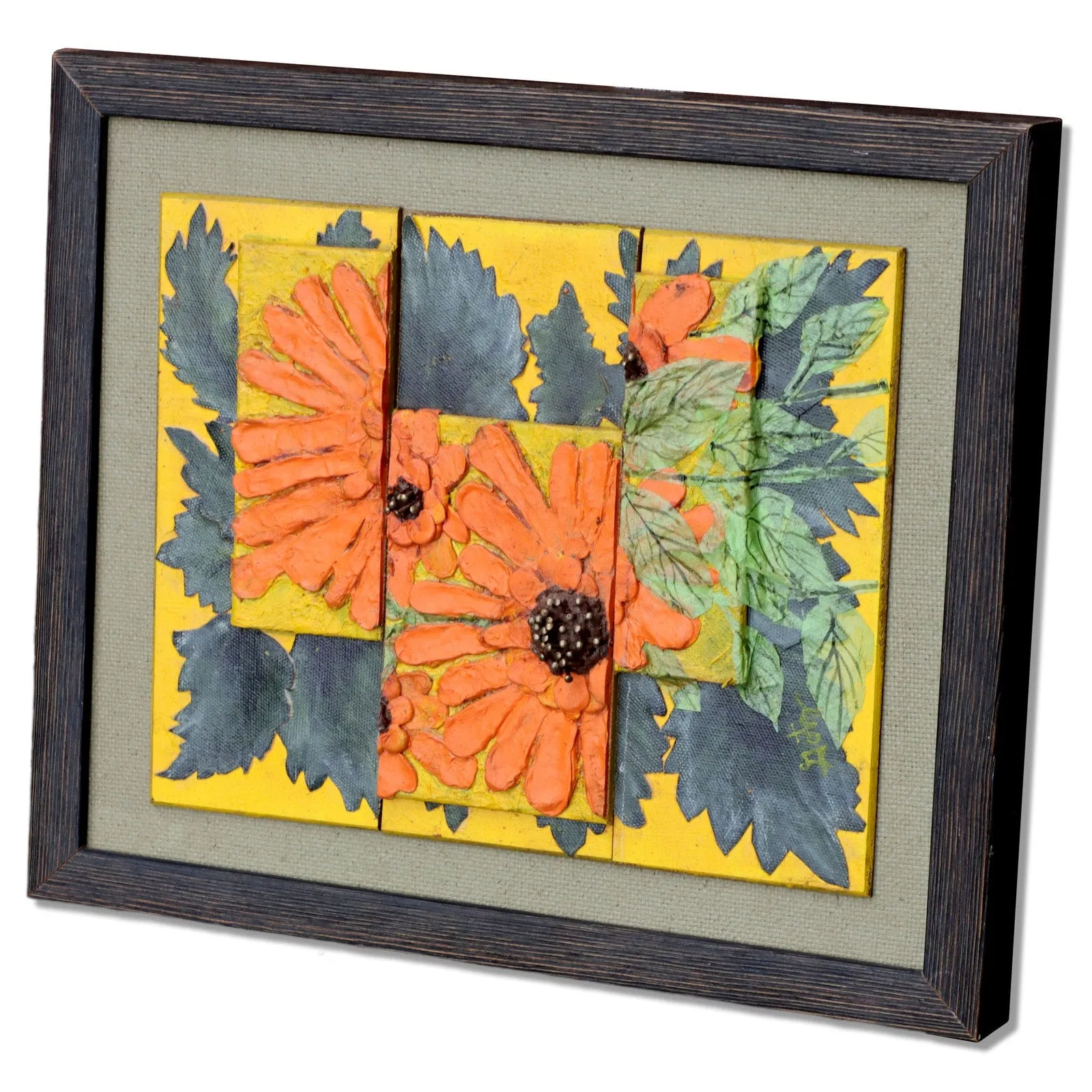Donald Gotz "Goby" Acrylic Floral 3D Mixed Media 13x11 Signed 2017