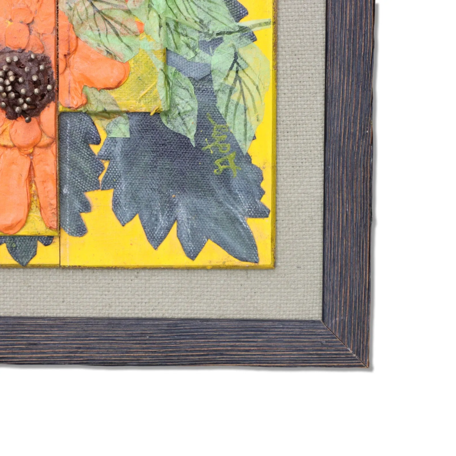 Donald Gotz "Goby" Acrylic Floral 3D Mixed Media 13x11 Signed 2017