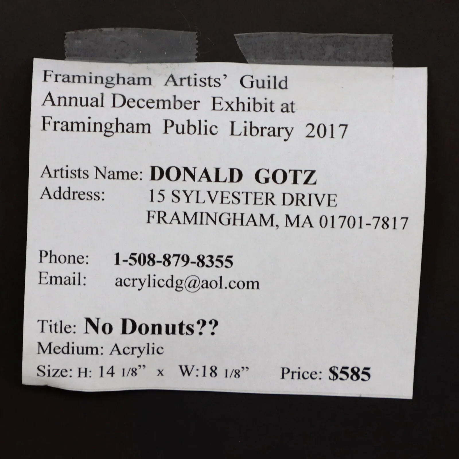 Donald Gotz "No Donuts??" Abstract Acrylic on Canvas 18x14 Signed 2017