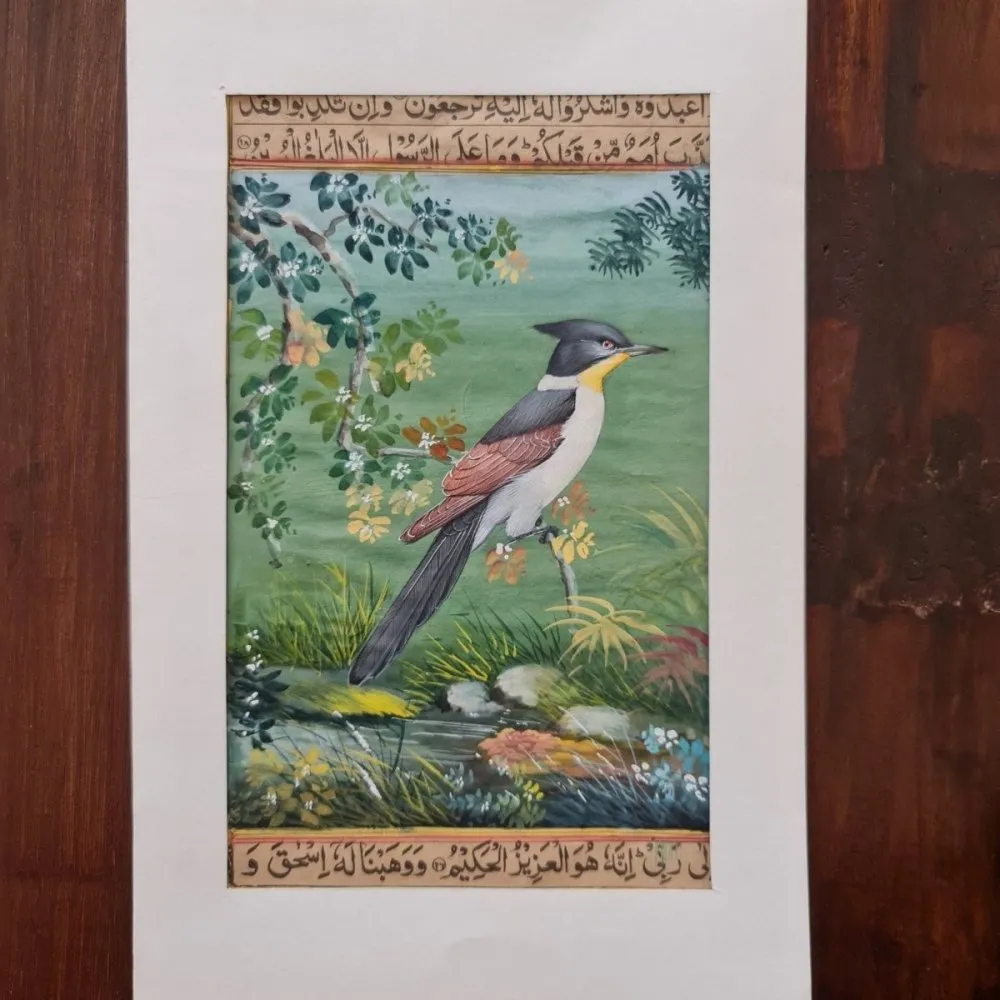 Original Mughal Inspired Painting of Yellow Throat Sparrow