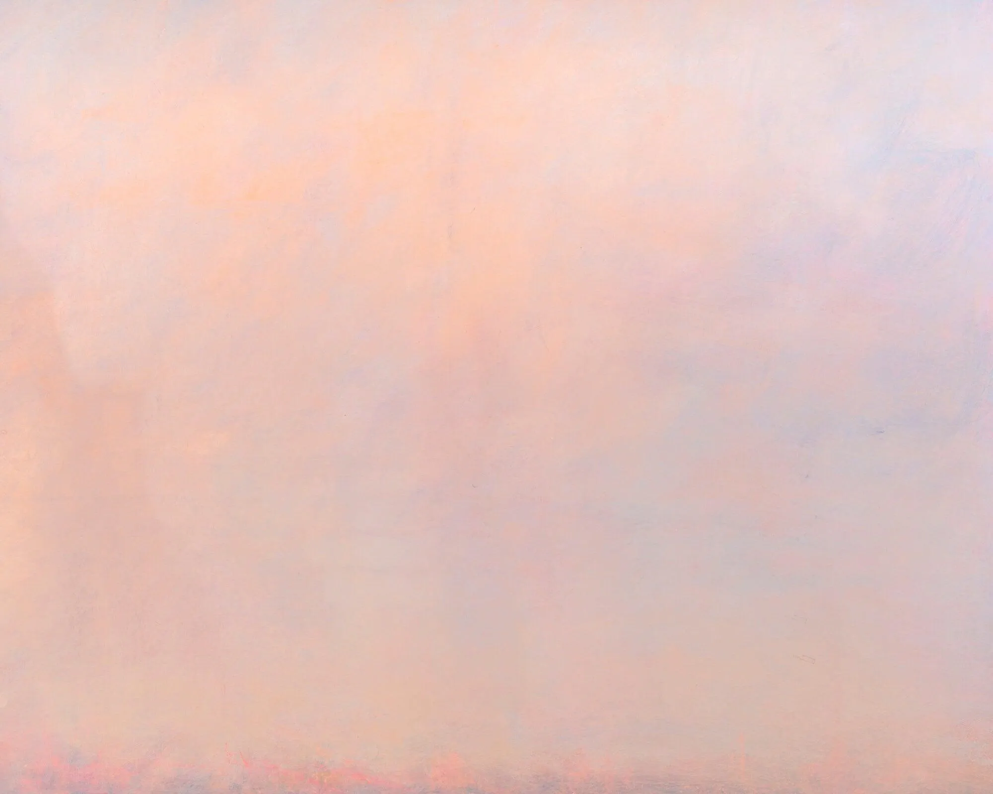 Original ocean wall art, Misty peach and blue sea abstract painting on canvas by Camilo Mattis