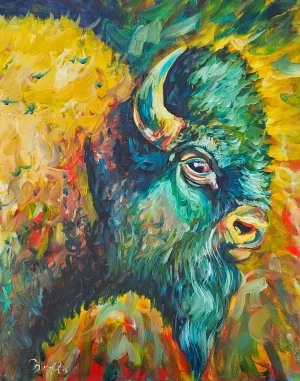 Wildlight – Original Bison Oil Painting